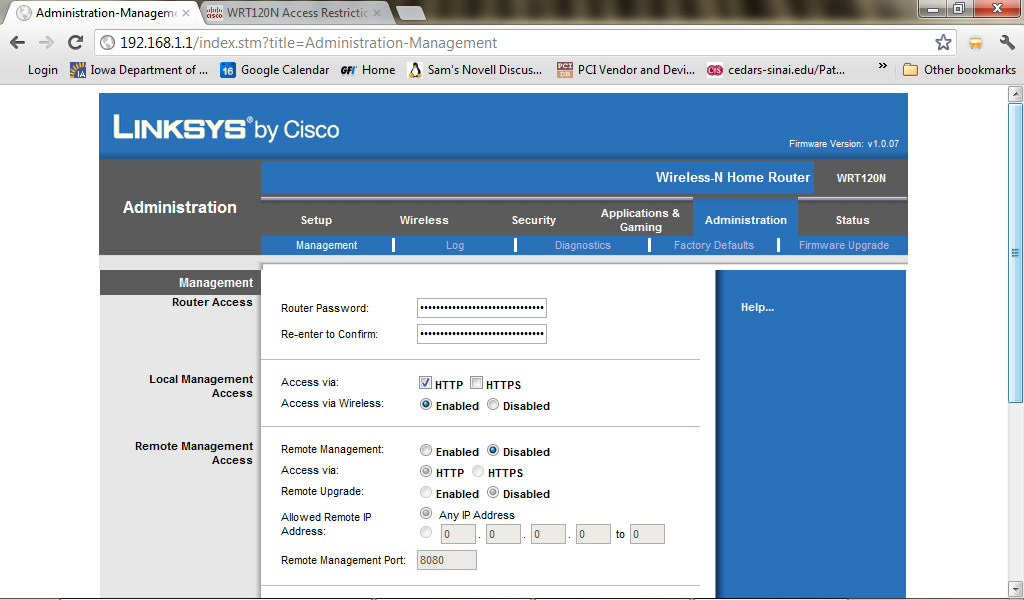 linksys web interface
