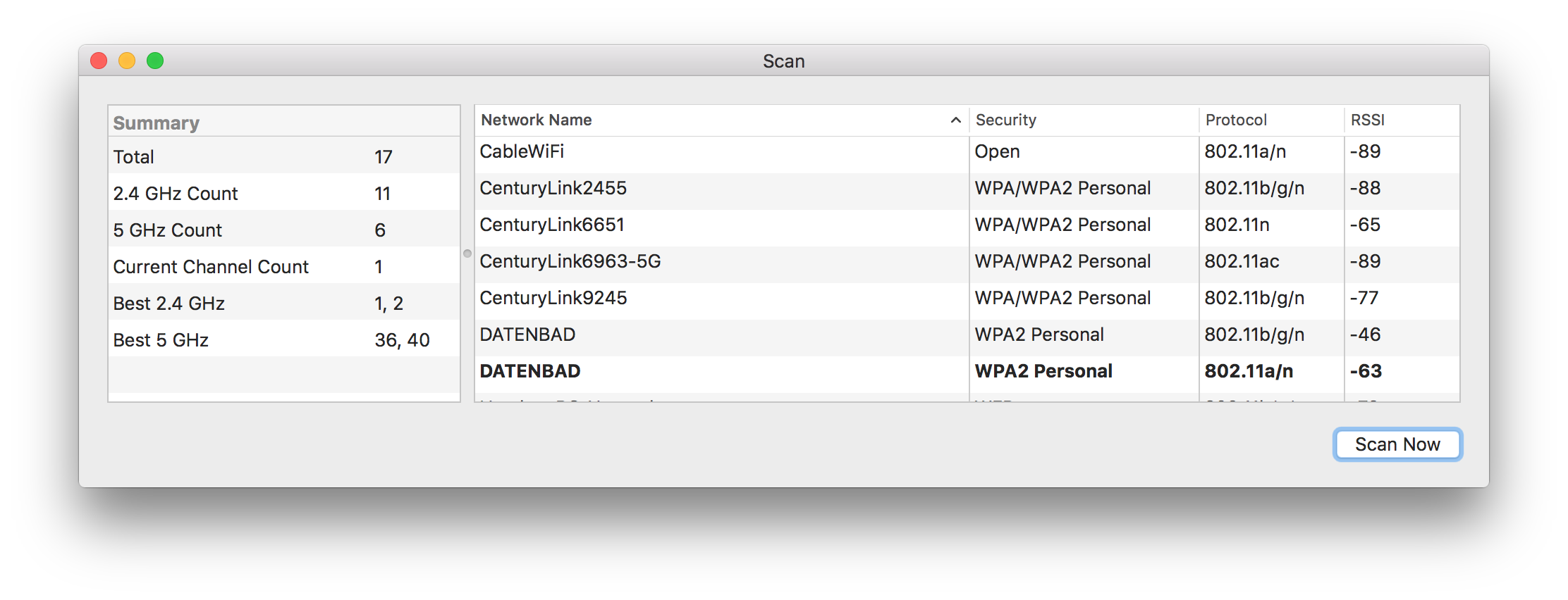wireless scan screenshot